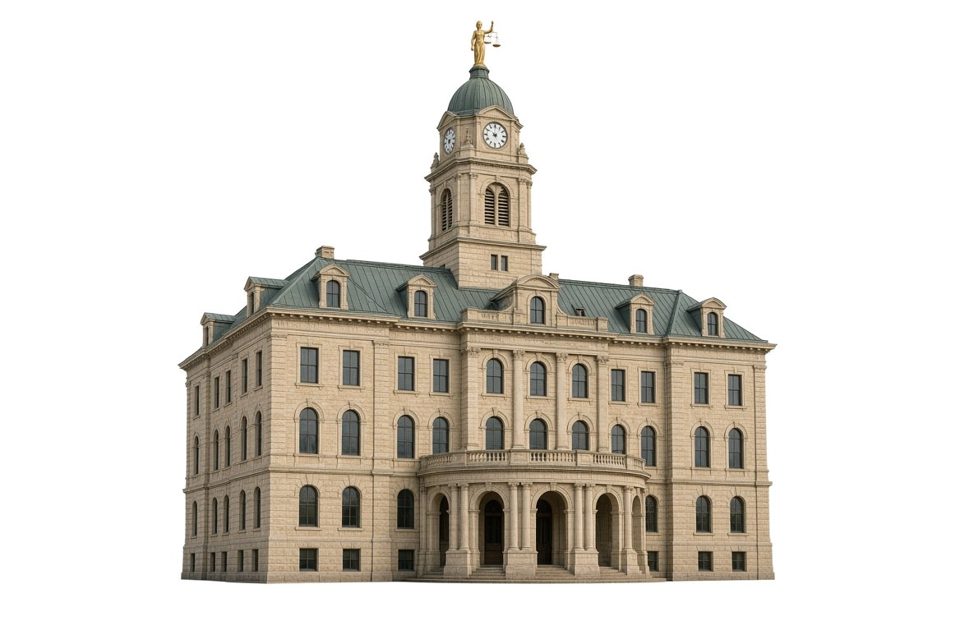 Illustration (not a photograph) of Blue Earth County Historic Courthouse, Mankato