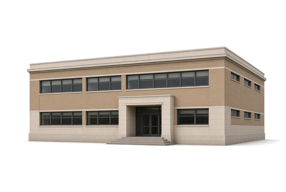 Illustration (not a photograph) of Dodge County Government Services Building, Mantorville