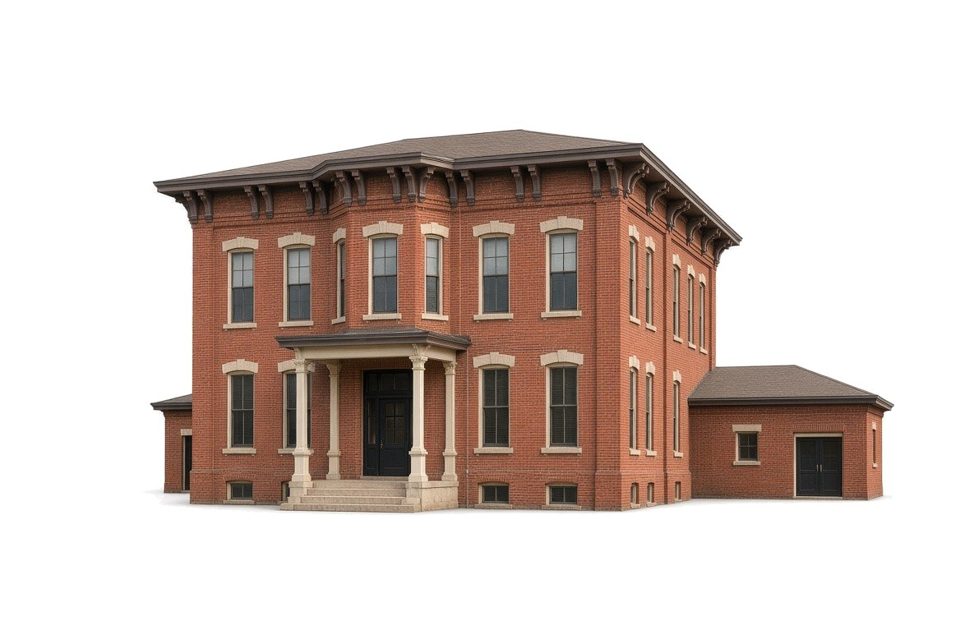 Illustration (not a photograph) of Fillmore County Courthouse, Preston